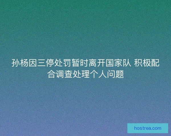 孙杨因三停处罚暂时离开国家队 积极配合调查处理个人问题